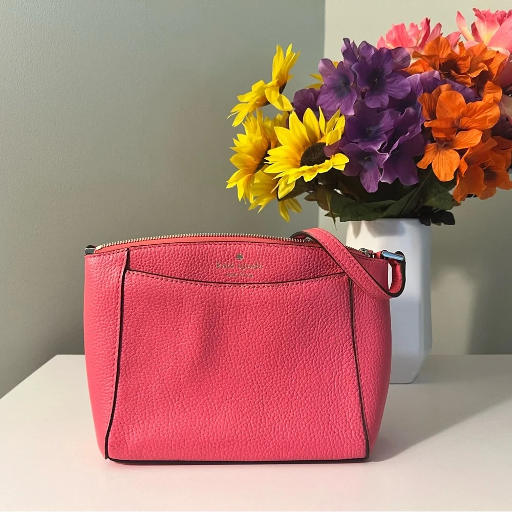 Kate Spade Vibrant Coral Pink Leather Crossbody Bag